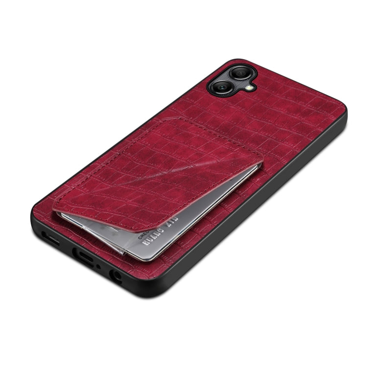 For Samsung Galaxy A51 5G Denior Imitation Crocodile Leather Back Phone Case with Holder(Rose Red) - Galaxy Phone Cases by Denior | Online Shopping UK | buy2fix