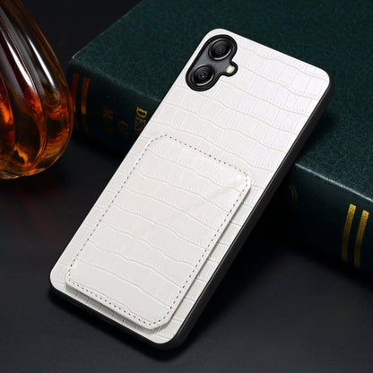 For Samsung Galaxy S21 FE 5G Denior Imitation Crocodile Leather Back Phone Case with Holder(White) - Galaxy Phone Cases by Denior | Online Shopping UK | buy2fix