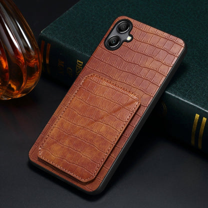 For Samsung Galaxy S24 Ultra 5G Denior Imitation Crocodile Leather Back Phone Case with Holder(Brown) - Galaxy S24 Ultra 5G Cases by Denior | Online Shopping UK | buy2fix