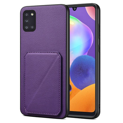 For Samsung Galaxy A31 Denior Imitation Calf Leather Back Phone Case with Holder(Purple) - Galaxy Phone Cases by Denior | Online Shopping UK | buy2fix