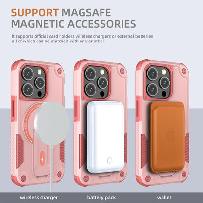 For iPhone 15 Plus MagSafe Holder Armor PC Hybrid TPU Phone Case(Pink) - iPhone 15 Plus Cases by buy2fix | Online Shopping UK | buy2fix