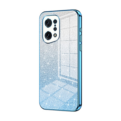 For OPPO Find X5 Gradient Glitter Powder Electroplated Phone Case(Blue) - OPPO Cases by buy2fix | Online Shopping UK | buy2fix
