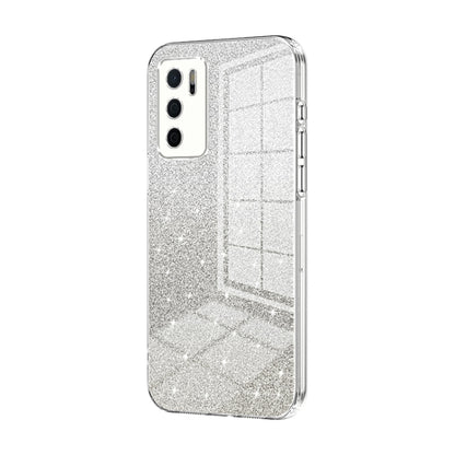 For OPPO A16 / A16s / A54s Gradient Glitter Powder Electroplated Phone Case(Transparent) - OPPO Cases by buy2fix | Online Shopping UK | buy2fix