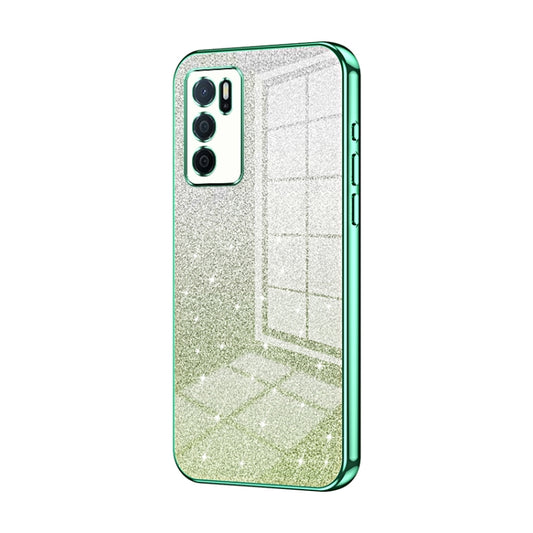 For OPPO A16 / A16s / A54s Gradient Glitter Powder Electroplated Phone Case(Green) - OPPO Cases by buy2fix | Online Shopping UK | buy2fix