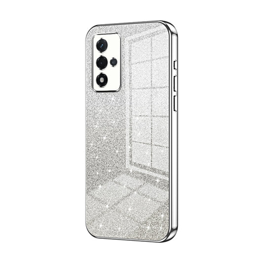 For OPPO A93s 5G Gradient Glitter Powder Electroplated Phone Case(Silver) - OPPO Cases by buy2fix | Online Shopping UK | buy2fix