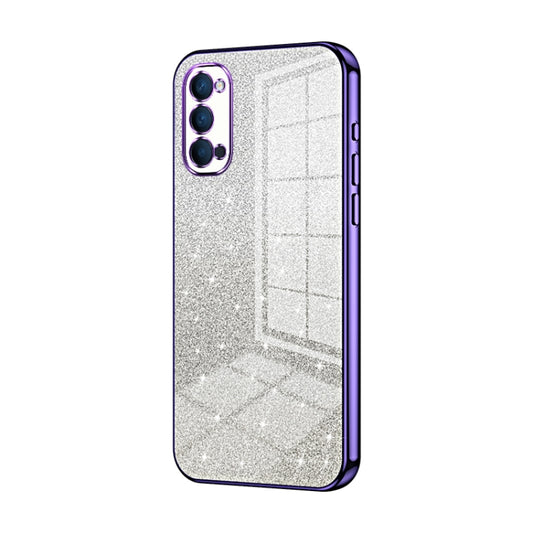 For OPPO Reno4 Gradient Glitter Powder Electroplated Phone Case(Purple) - OPPO Cases by buy2fix | Online Shopping UK | buy2fix
