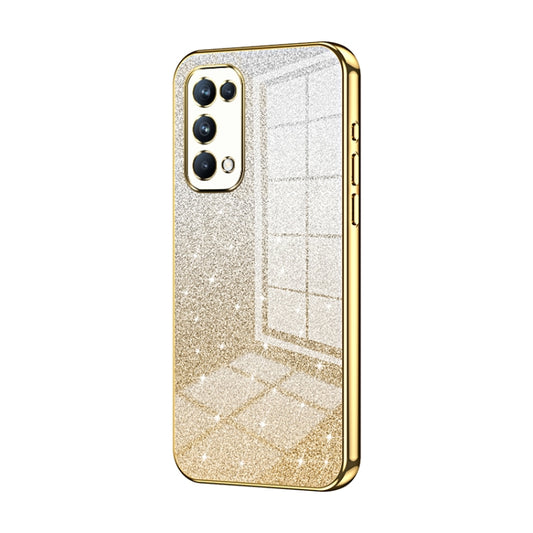 For OPPO Reno5 Pro Gradient Glitter Powder Electroplated Phone Case(Gold) - OPPO Cases by buy2fix | Online Shopping UK | buy2fix