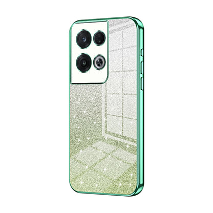 For OPPO Reno8 Pro Gradient Glitter Powder Electroplated Phone Case(Green) - OPPO Cases by buy2fix | Online Shopping UK | buy2fix