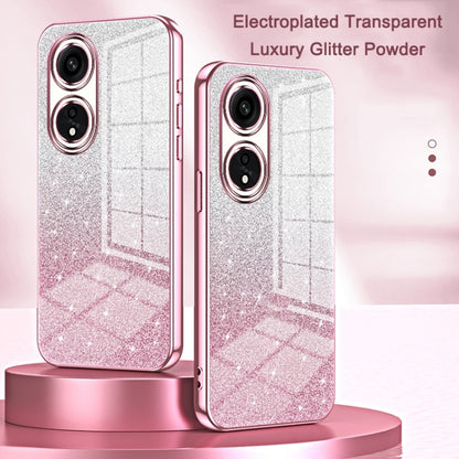 For OPPO Reno7 Pro Gradient Glitter Powder Electroplated Phone Case(Pink) - OPPO Cases by buy2fix | Online Shopping UK | buy2fix