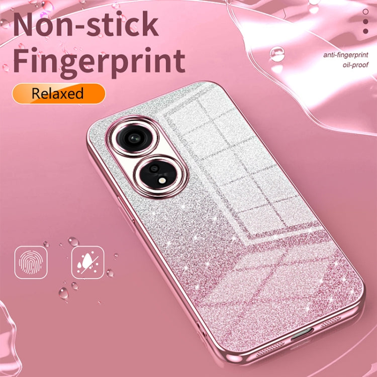For OPPO Reno7 SE Gradient Glitter Powder Electroplated Phone Case(Silver) - OPPO Cases by buy2fix | Online Shopping UK | buy2fix