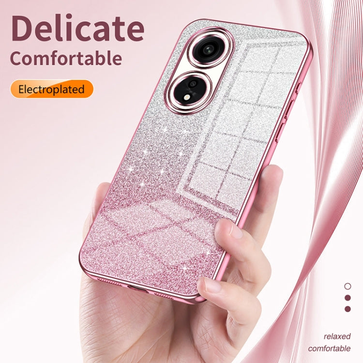 For OPPO Reno7 Pro Gradient Glitter Powder Electroplated Phone Case(Silver) - OPPO Cases by buy2fix | Online Shopping UK | buy2fix