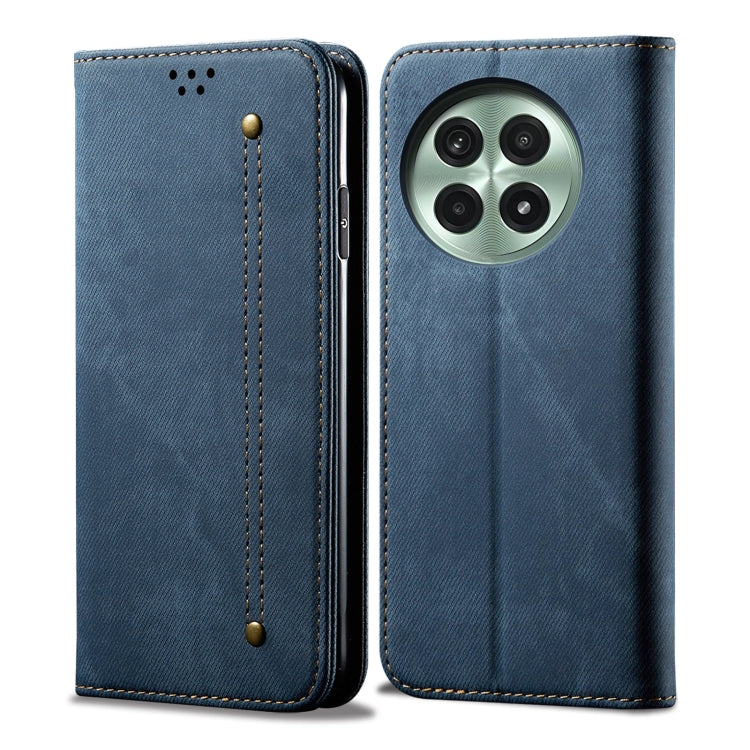 For OnePlus 13 Denim Texture Casual Style Horizontal Flip Leather Case(Blue) - OnePlus Cases by buy2fix | Online Shopping UK | buy2fix