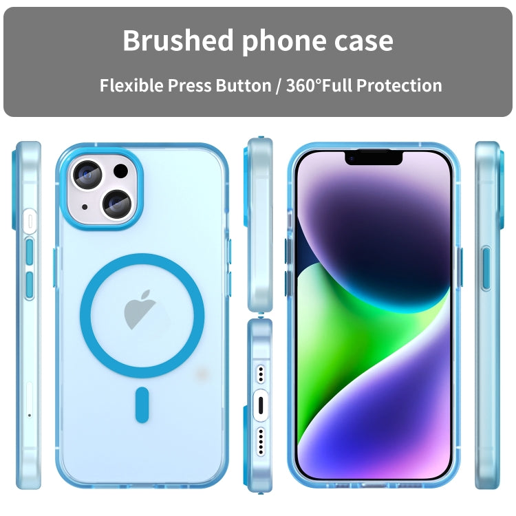 For iPhone 16 MagSafe Frosted Translucent TPU + PC Full Coverage Phone Case(Blue) - iPhone 16 Cases by buy2fix | Online Shopping UK | buy2fix