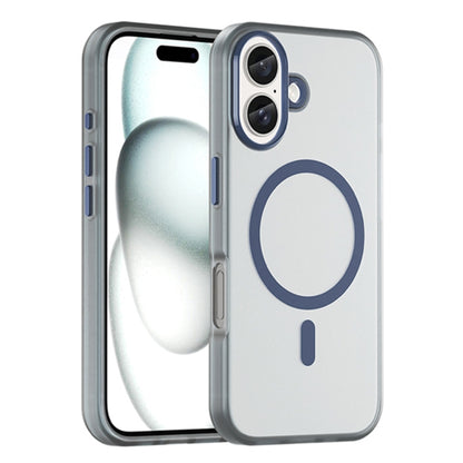 For iPhone 16 Plus MagSafe Frosted Translucent TPU + PC Full Coverage Phone Case(Dark Blue) - iPhone 16 Plus Cases by buy2fix | Online Shopping UK | buy2fix