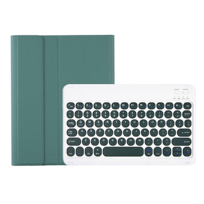 For Samsung Galaxy Tab S9 FE Candy Color TPU Round Keycap Bluetooth Keyboard Leather Case with Pen Slot(Dark Green) - Samsung Keyboard by buy2fix | Online Shopping UK | buy2fix
