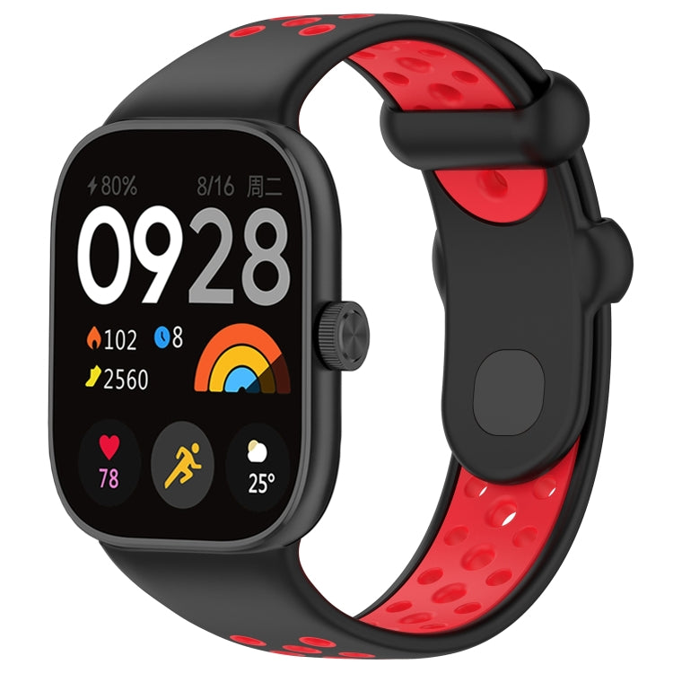 For Redmi Watch 4 Two Color Silicone Sports Watch Band(Black Red) - Watch Bands by buy2fix | Online Shopping UK | buy2fix