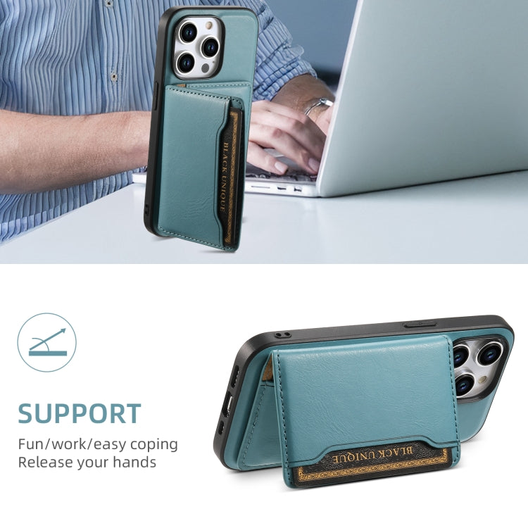 For iPhone 15 Plus Denior Cowhide Texture Leather MagSafe Detachable Wallet Phone Case(Blue) - iPhone 15 Plus Cases by Denior | Online Shopping UK | buy2fix