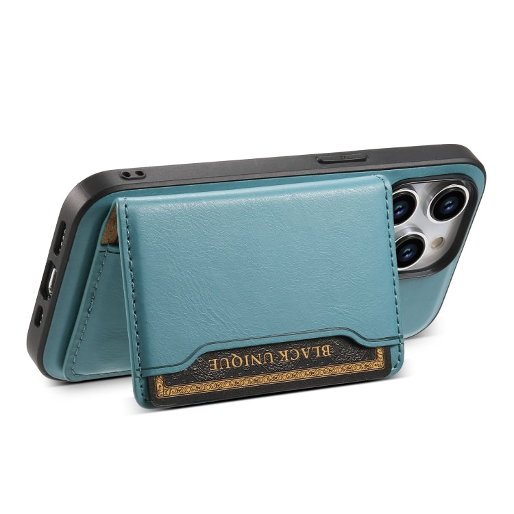 For iPhone 13 Denior Cowhide Texture Leather MagSafe Detachable Wallet Phone Case(Blue) - iPhone 13 Cases by Denior | Online Shopping UK | buy2fix