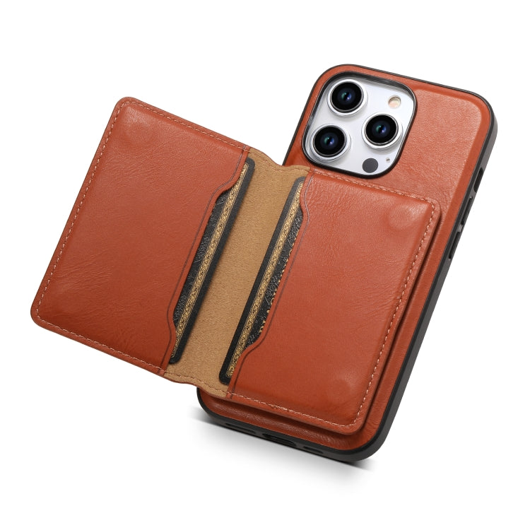 For iPhone 12 Pro Max Denior Cowhide Texture Leather MagSafe Detachable Wallet Phone Case(Brown) - iPhone 12 Pro Max Cases by Denior | Online Shopping UK | buy2fix