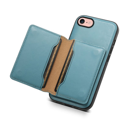 For iPhone SE 2022/2020/8/7 Denior Cowhide Texture Leather MagSafe Detachable Wallet Phone Case(Blue) - iPhone SE 2022 / 2020 / 8 / 7 Cases by Denior | Online Shopping UK | buy2fix
