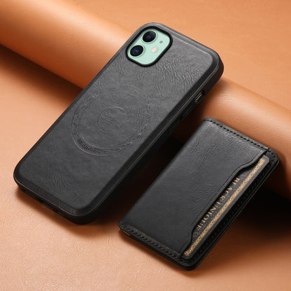 For iPhone 11 Denior Cowhide Texture Leather MagSafe Detachable Wallet Phone Case(Black) - iPhone 11 Cases by Denior | Online Shopping UK | buy2fix