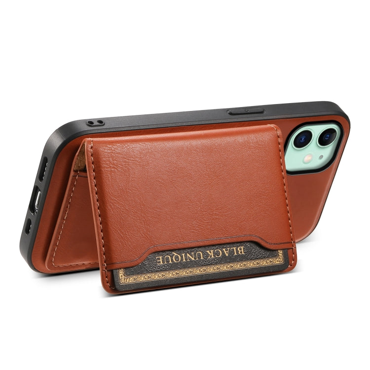 For iPhone 11 Denior Cowhide Texture Leather MagSafe Detachable Wallet Phone Case(Brown) - iPhone 11 Cases by Denior | Online Shopping UK | buy2fix