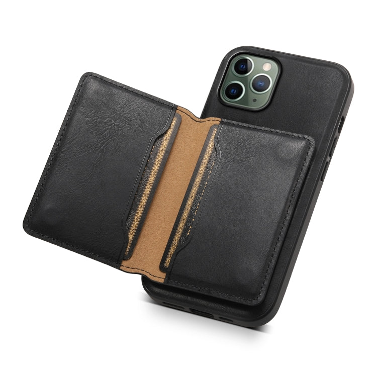 For iPhone 11 Pro Denior Cowhide Texture Leather MagSafe Detachable Wallet Phone Case(Black) - iPhone 11 Pro Cases by Denior | Online Shopping UK | buy2fix