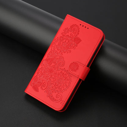 For Xiaomi Redmi K70 Datura Flower Embossed Flip Leather Phone Case(Red) - K70 Cases by buy2fix | Online Shopping UK | buy2fix