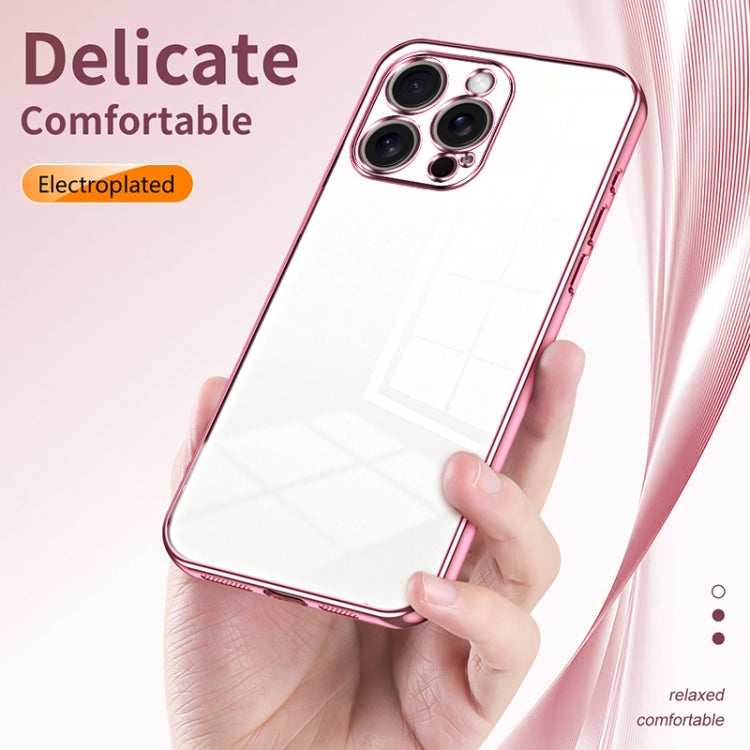 For iPhone 16 Pro Max Transparent Plating Fine Hole Phone Case(Pink) - iPhone 16 Pro Max Cases by buy2fix | Online Shopping UK | buy2fix