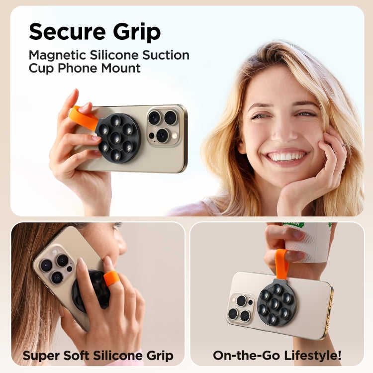 JOYROOM JR-ZS393 Suction Cup Magnetic Phone Holder(Black Orange) - Hand-Sticking Bracket by JOYROOM | Online Shopping UK | buy2fix