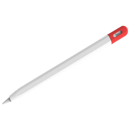 For Apple Pencil (USB-C) Stylus Pen Protective Cover with Nib Cover(White+Red) - Pencil Accessories by buy2fix | Online Shopping UK | buy2fix