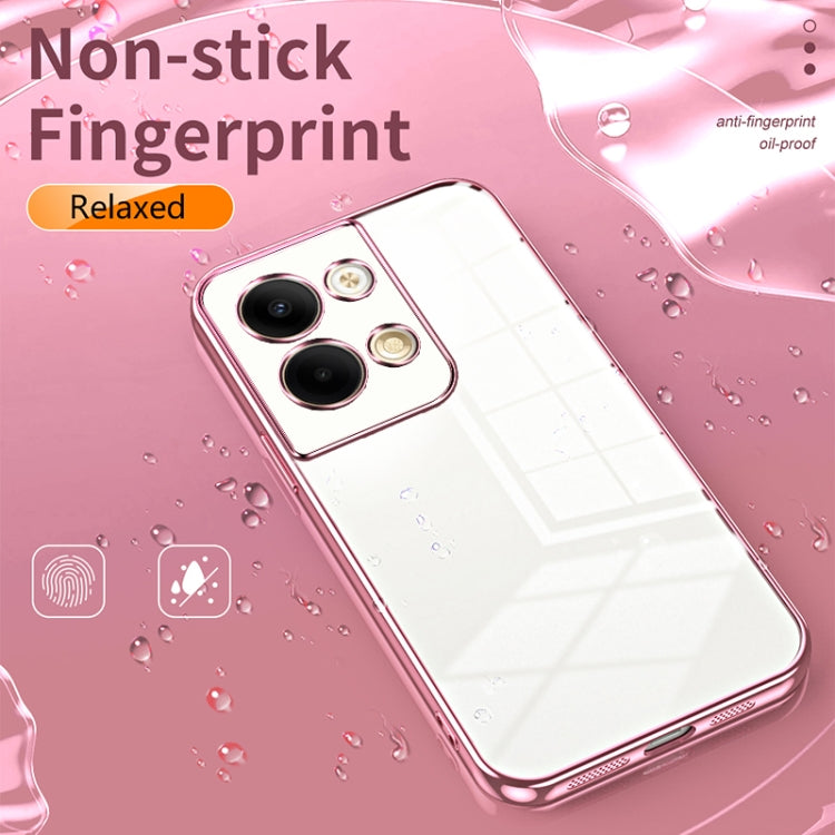 For OPPO Reno9 / Reno9 Pro Transparent Plating Fine Hole Phone Case(Pink) - OPPO Cases by buy2fix | Online Shopping UK | buy2fix