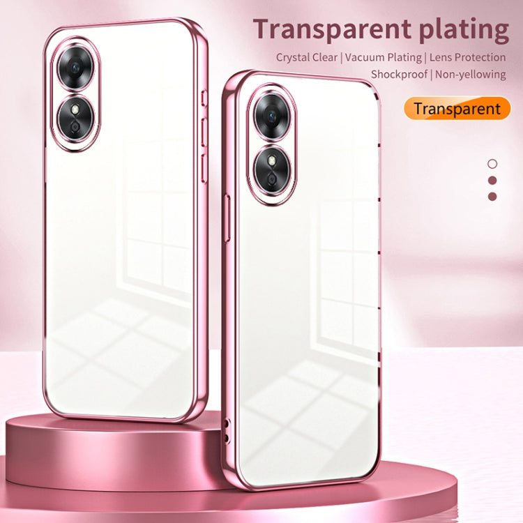 For OPPO A17 / A17K Transparent Plating Fine Hole Phone Case(Gold) - OPPO Cases by buy2fix | Online Shopping UK | buy2fix