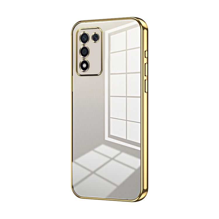 For OPPO K9s / K10 Energy Transparent Plating Fine Hole Phone Case(Gold) - OPPO Cases by buy2fix | Online Shopping UK | buy2fix