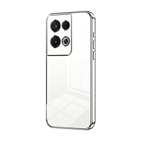 For OPPO Reno8 Pro Transparent Plating Fine Hole Phone Case(Silver) - OPPO Cases by buy2fix | Online Shopping UK | buy2fix