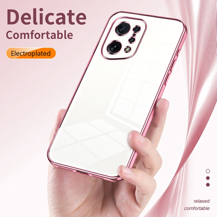 For OPPO Find X5 Transparent Plating Fine Hole Phone Case(Purple) - OPPO Cases by buy2fix | Online Shopping UK | buy2fix