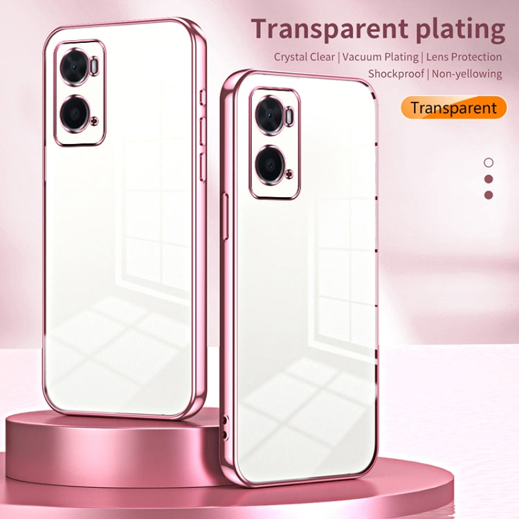 For OPPO A36 / A76 / A96 4G Global Transparent Plating Fine Hole Phone Case(Black) - OPPO Cases by buy2fix | Online Shopping UK | buy2fix