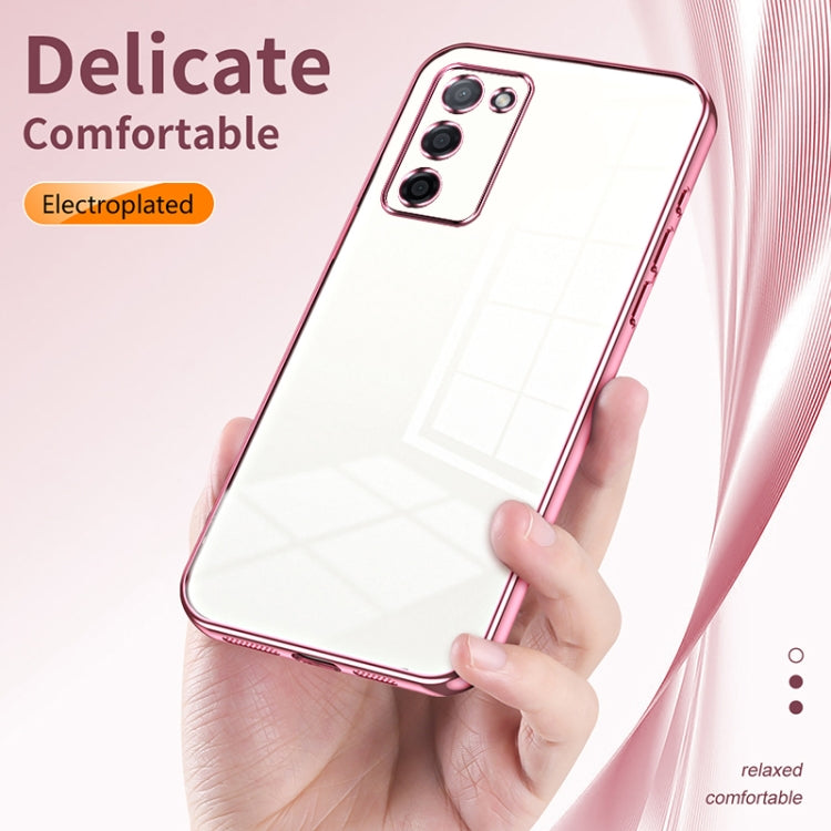 For OPPO A55 5G / A56 / A53s 5G Transparent Plating Fine Hole Phone Case(Purple) - OPPO Cases by buy2fix | Online Shopping UK | buy2fix