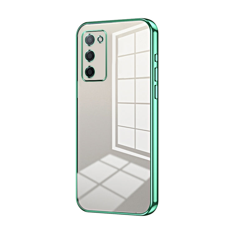For OPPO A55 5G / A56 / A53s 5G Transparent Plating Fine Hole Phone Case(Green) - OPPO Cases by buy2fix | Online Shopping UK | buy2fix
