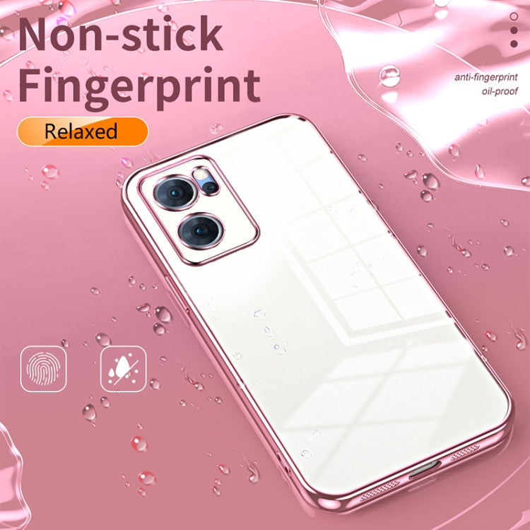 For OPPO Reno7 5G Transparent Plating Fine Hole Phone Case(Gold) - OPPO Cases by buy2fix | Online Shopping UK | buy2fix