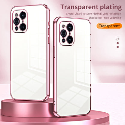 For OPPO Find X3 / Find X3 Pro Transparent Plating Fine Hole Phone Case(Pink) - OPPO Cases by buy2fix | Online Shopping UK | buy2fix