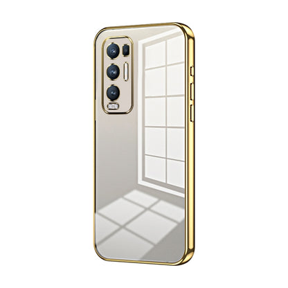 For OPPO Reno5 Pro+ Transparent Plating Fine Hole Phone Case(Gold) - OPPO Cases by buy2fix | Online Shopping UK | buy2fix