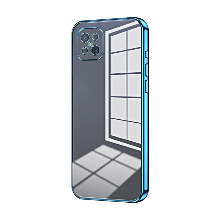 For OPPO A92s / Reno4 Z 5G Transparent Plating Fine Hole Phone Case(Blue) - OPPO Cases by buy2fix | Online Shopping UK | buy2fix