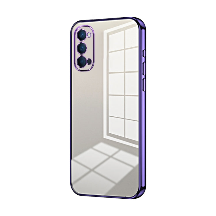 For OPPO Reno4 Transparent Plating Fine Hole Phone Case(Purple) - OPPO Cases by buy2fix | Online Shopping UK | buy2fix