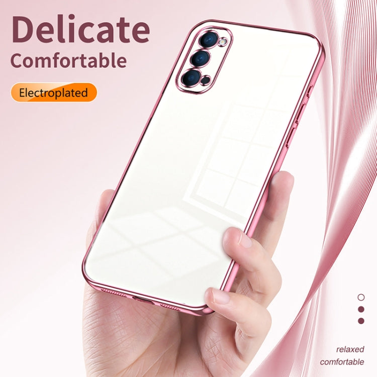 For OPPO Reno4 Transparent Plating Fine Hole Phone Case(Transparent) - OPPO Cases by buy2fix | Online Shopping UK | buy2fix