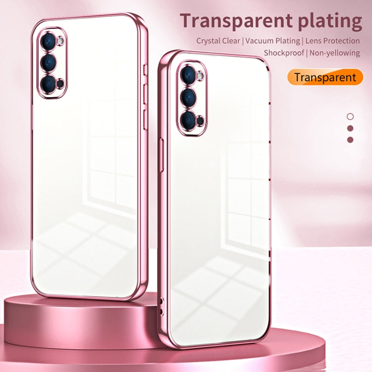 For OPPO Reno4 Transparent Plating Fine Hole Phone Case(Silver) - OPPO Cases by buy2fix | Online Shopping UK | buy2fix