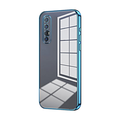 For OPPO Reno3 Pro Transparent Plating Fine Hole Phone Case(Blue) - OPPO Cases by buy2fix | Online Shopping UK | buy2fix