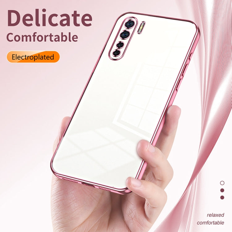 For OPPO A91 Transparent Plating Fine Hole Phone Case(Purple) - OPPO Cases by buy2fix | Online Shopping UK | buy2fix