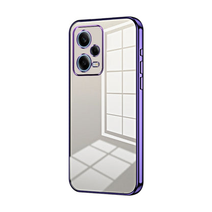 For Xiaomi Redmi Note 12 Pro 5G Transparent Plating Fine Hole Phone Case(Purple) - Xiaomi Cases by buy2fix | Online Shopping UK | buy2fix