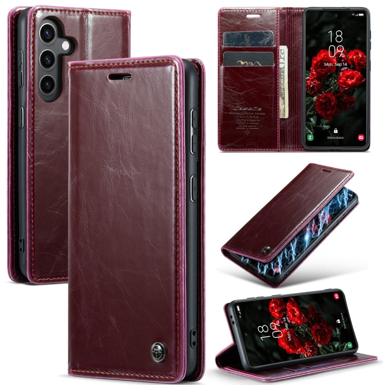 For Samsung Galaxy S24+ 5G CaseMe 003 Crazy Horse Texture Flip Leather Phone Case(Mulberry Red) - Galaxy S24+ 5G Cases by CaseMe | Online Shopping UK | buy2fix